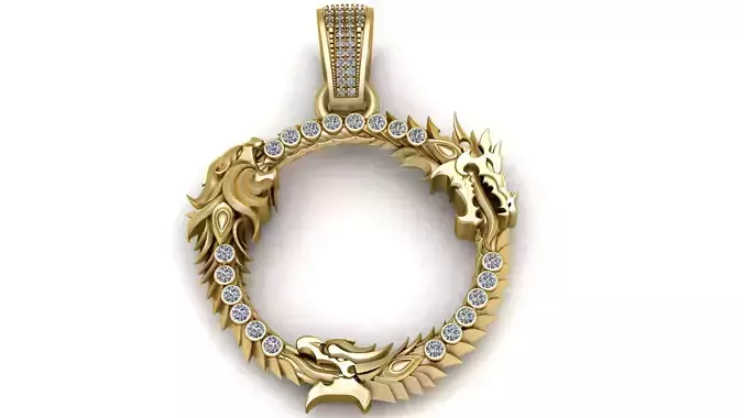 FLYING DRAGONS DESIGN COIN PENDANT 3D PRINTABLE MODEL