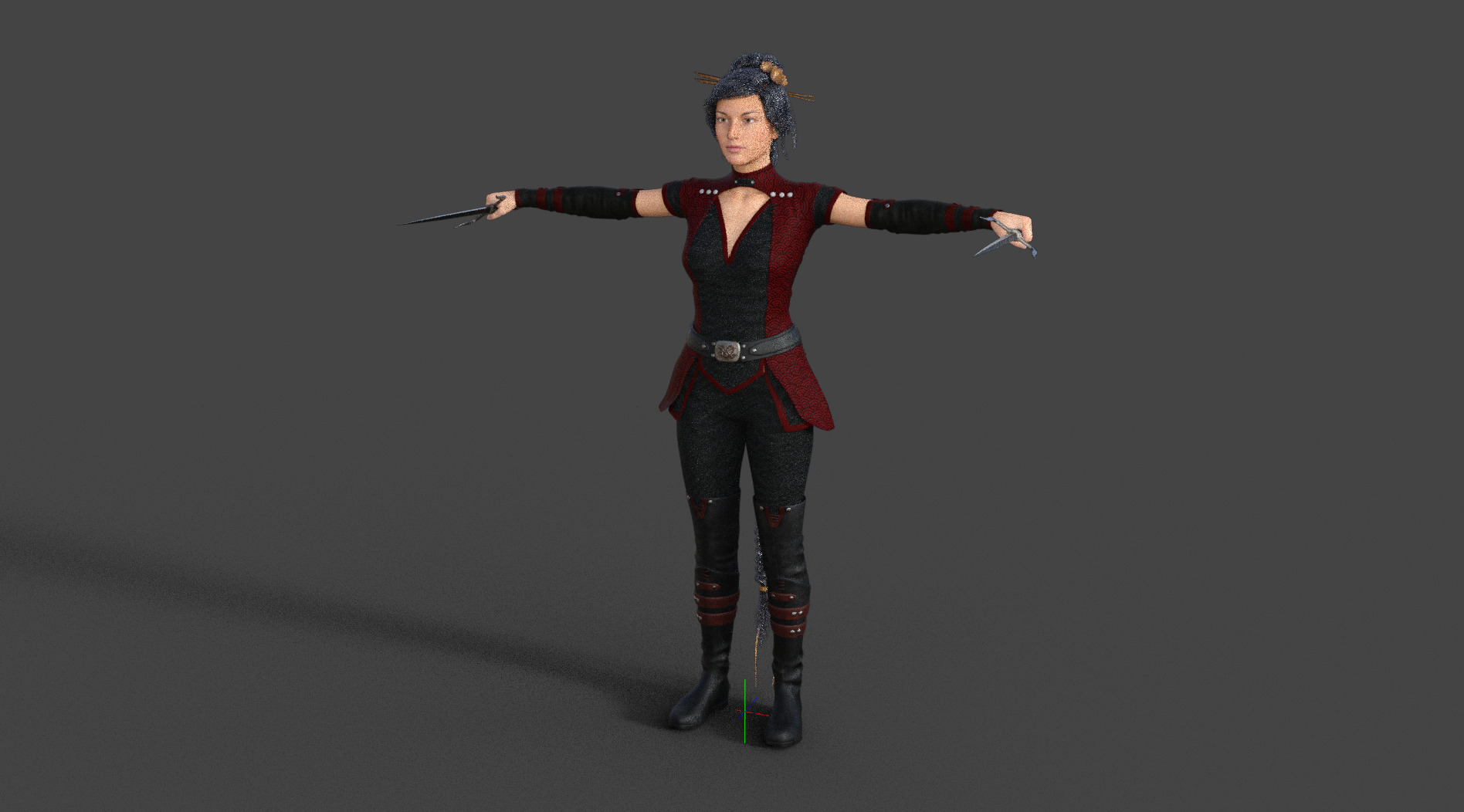 Warrior Woman - Game Ready Low-poly 3D model_6