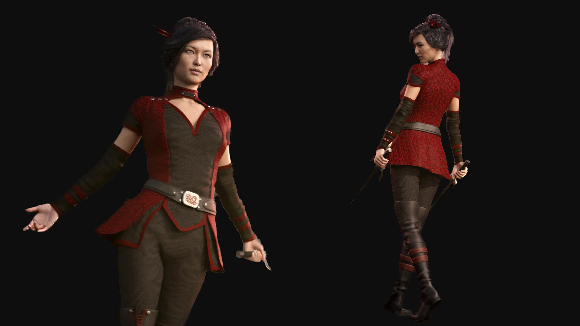 Warrior Woman - Game Ready Low-poly 3D model_1