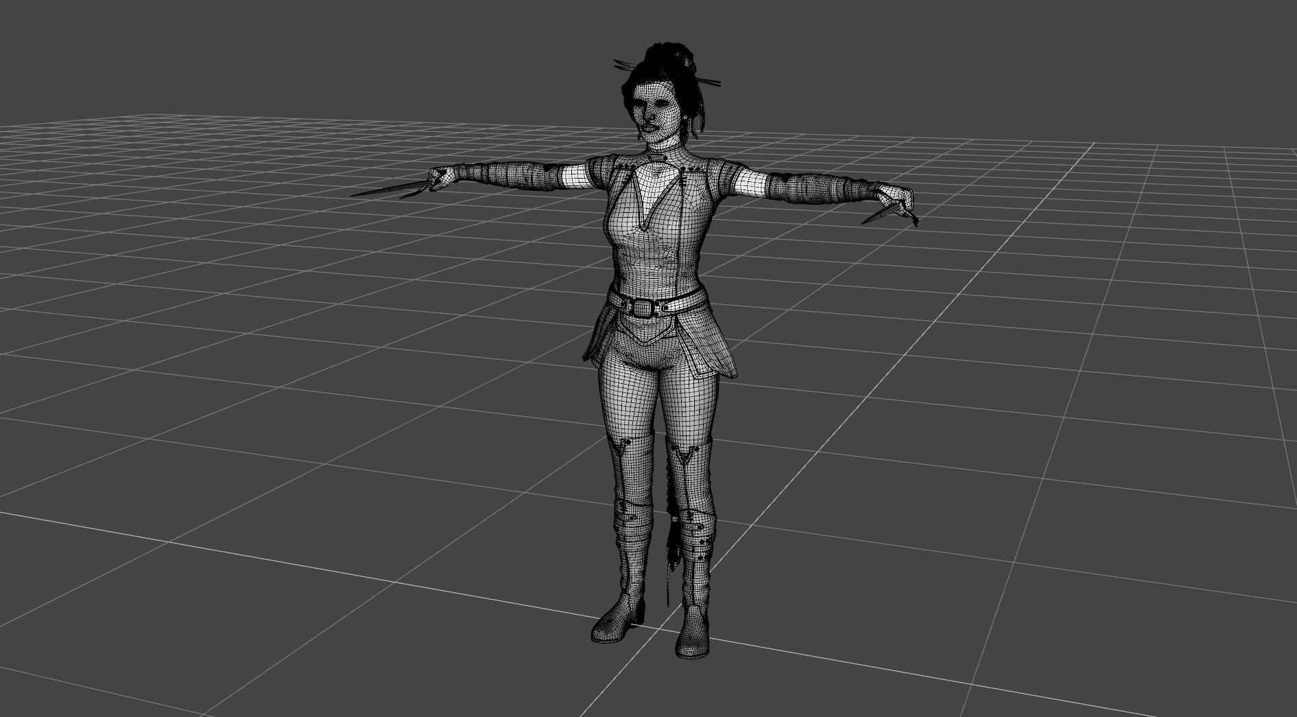 Warrior Woman - Game Ready Low-poly 3D model_3