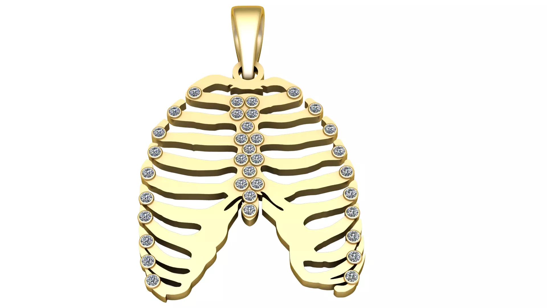 RIB CAGE DESIGN GOLDEN PENDANT 3D PRINTABLE MODEL 3D print model