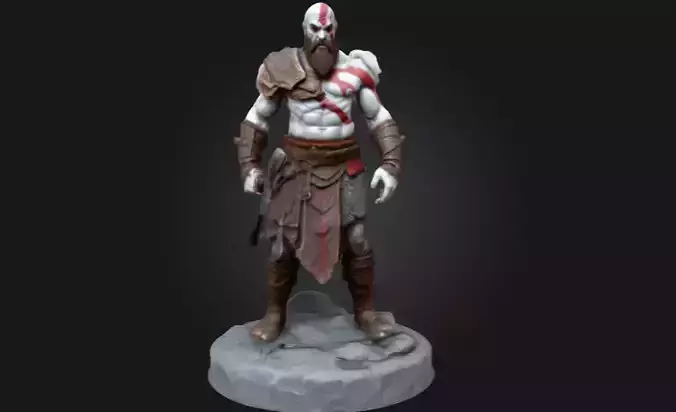 Kratos 3D Printable Statue  God of War Collectible Figure