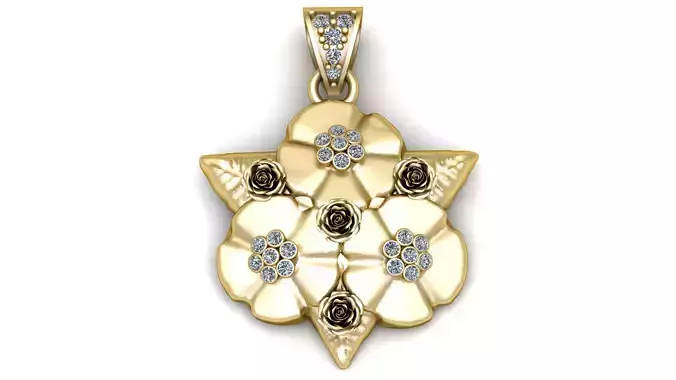 TRIANGLE SHAPE FLOWERS DESIGN PENDANT 3D PRINTABLE MODEL