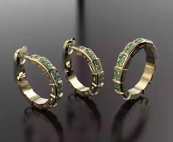 Bvlgary Ring and Earrings set 3D print model
