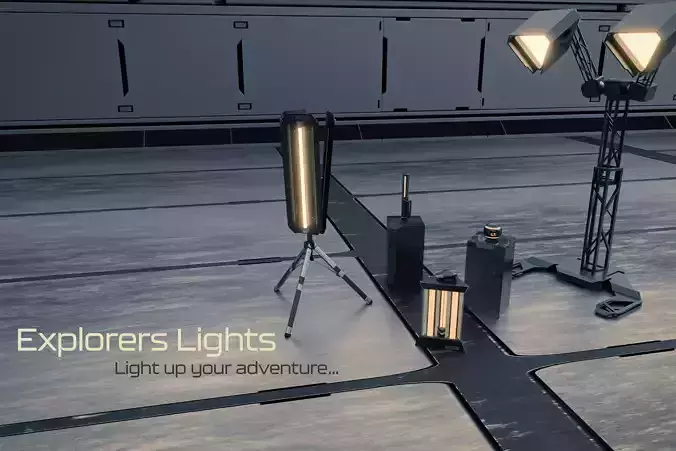 Sci fi lighting pack - Explorers Lights Low-poly 3D model