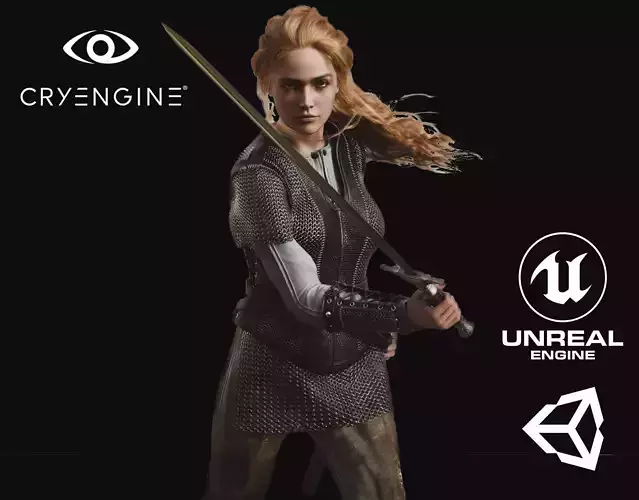 Knight Woman - Game Ready