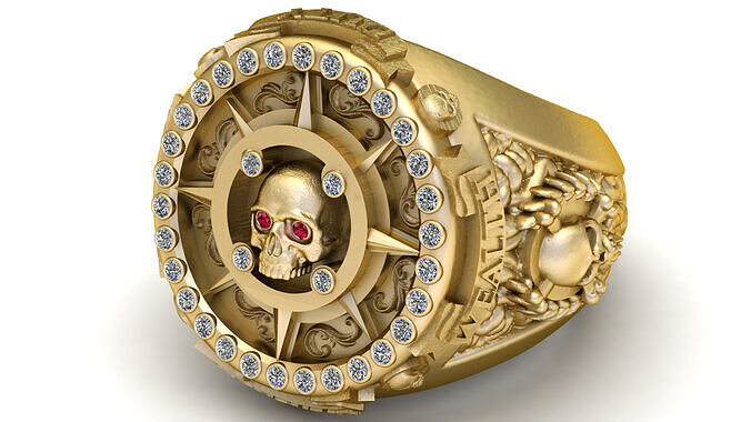 SKULL FACE DESIGN ANTIQUE RING 3D PRINTABLE MODEL 3D print model