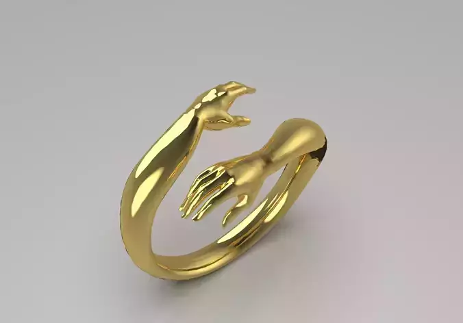 Yellow gold ring two-hand design model gr0047