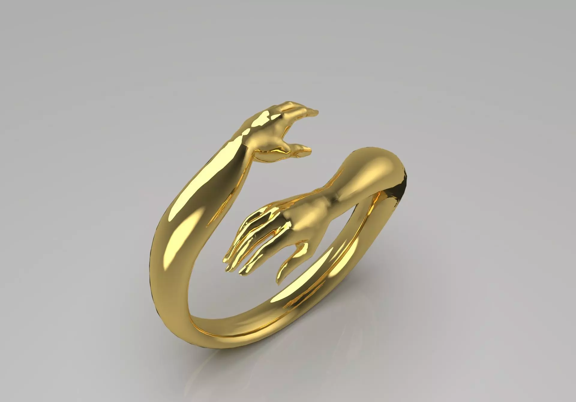 Yellow gold ring two-hand design model gr0047 3D print model