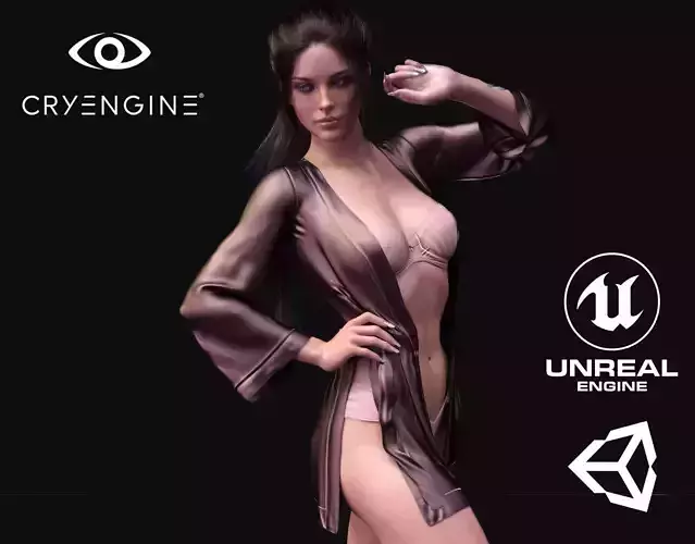 Woman with Kimono - Game Ready