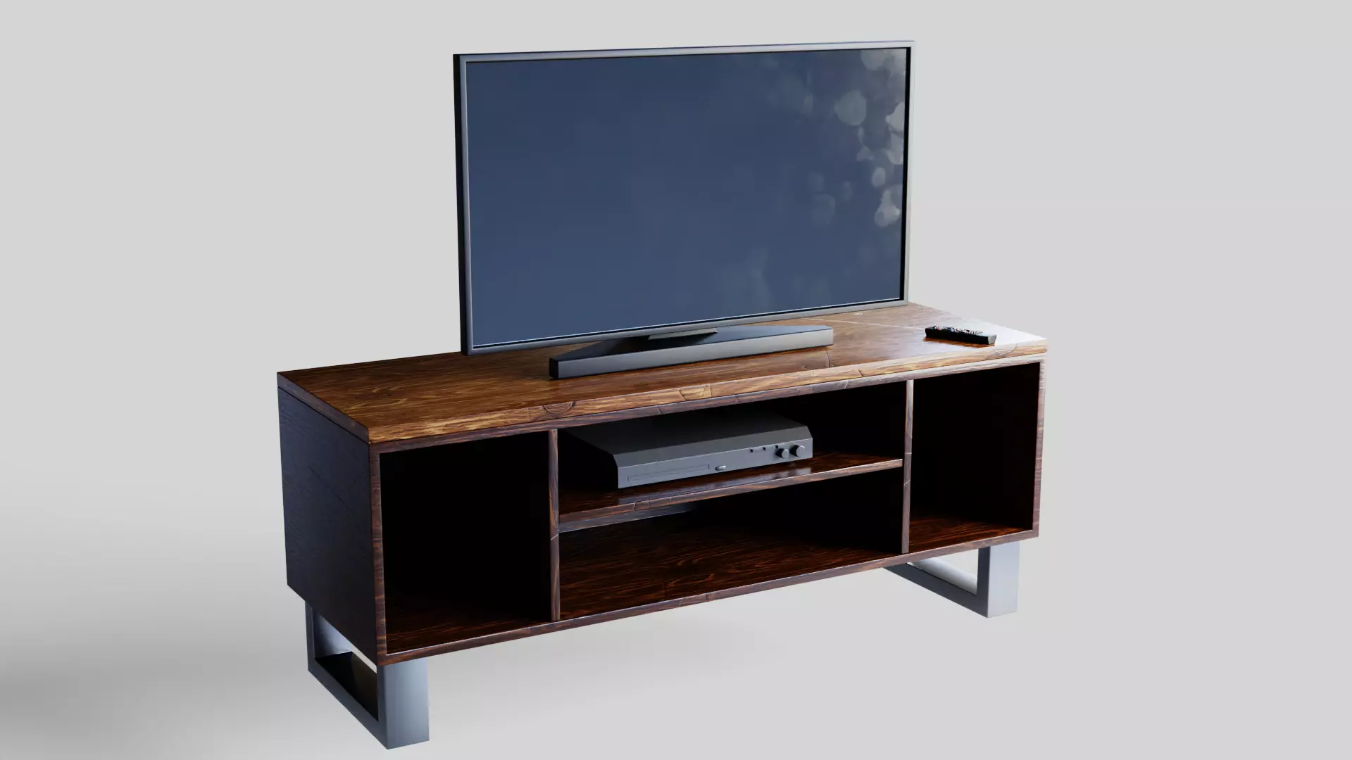 TV Table Low-poly 3D model_0