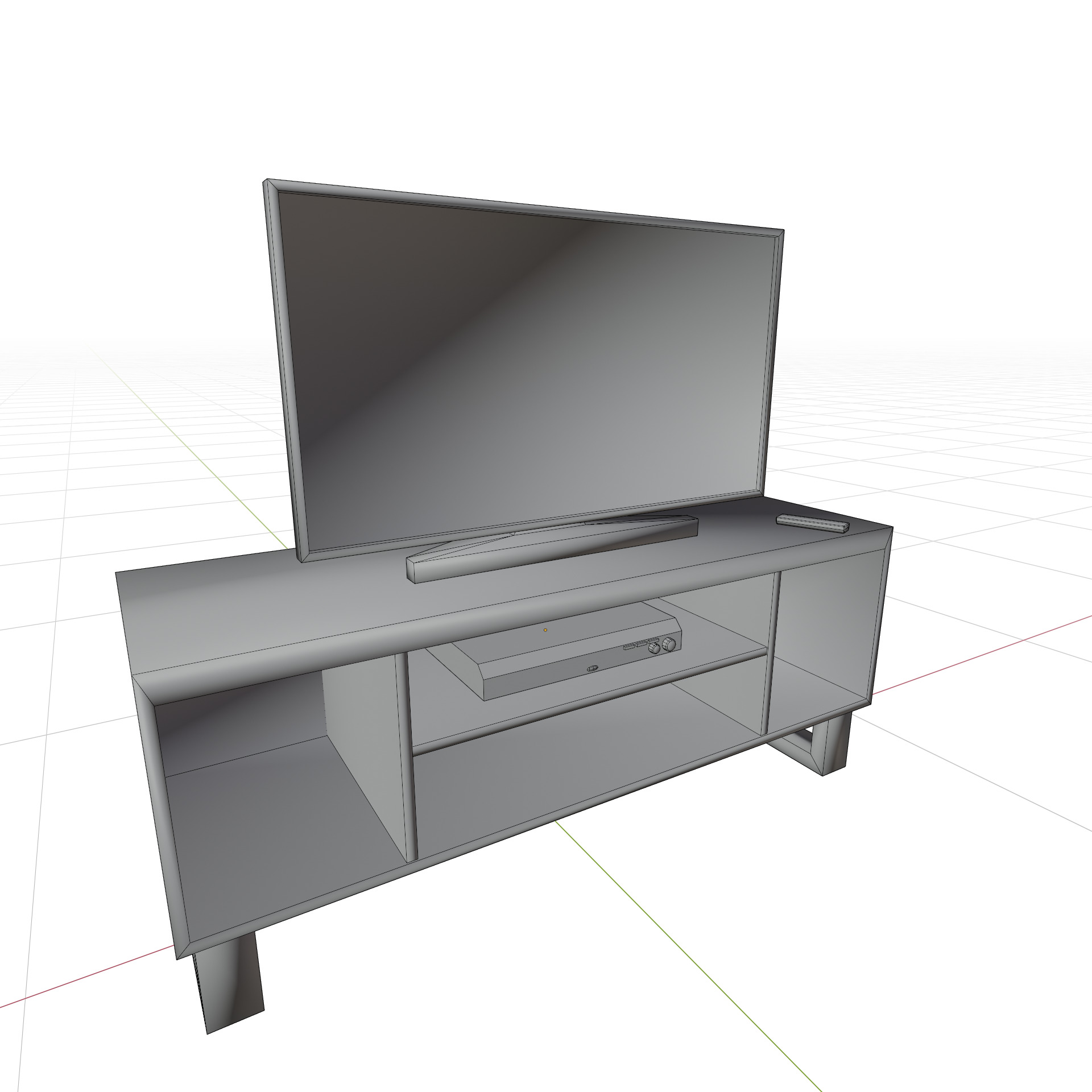 TV Table Low-poly 3D model_8