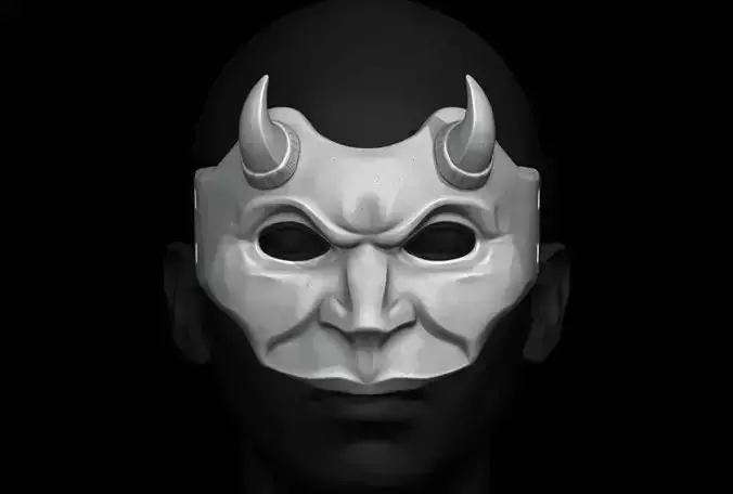 Half-Face Devil Mask 3D Printable Model 3D print model