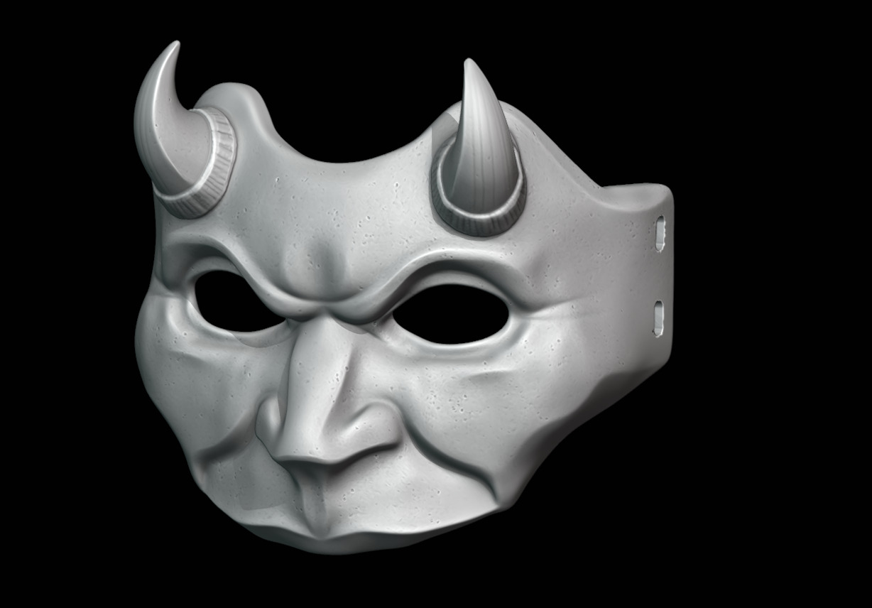 Half-Face Devil Mask 3D Printable Model 3D print model_4