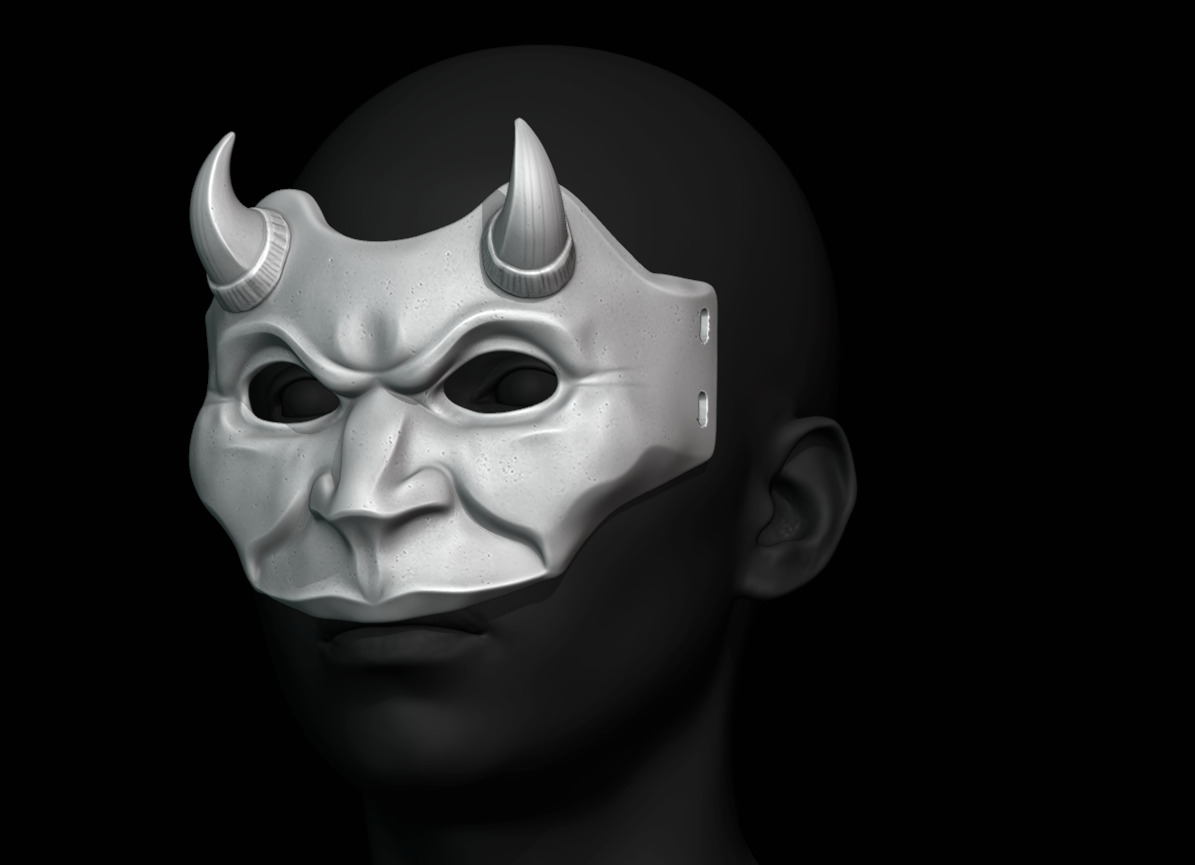 Half-Face Devil Mask 3D Printable Model 3D print model_2