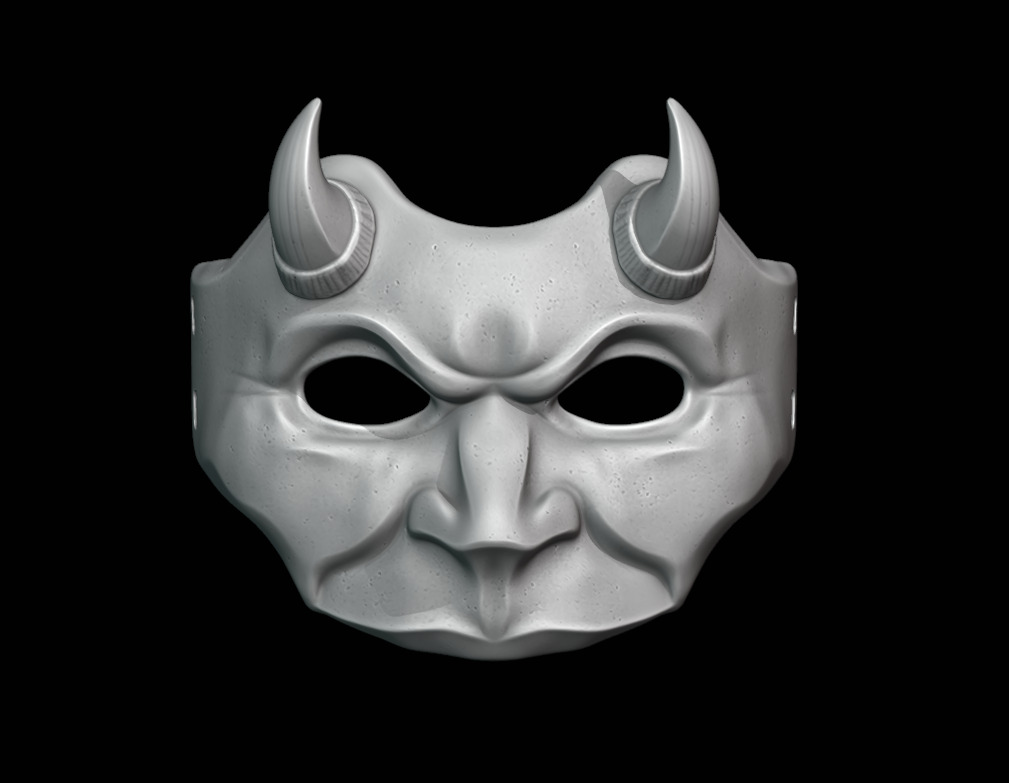Half-Face Devil Mask 3D Printable Model 3D print model_1
