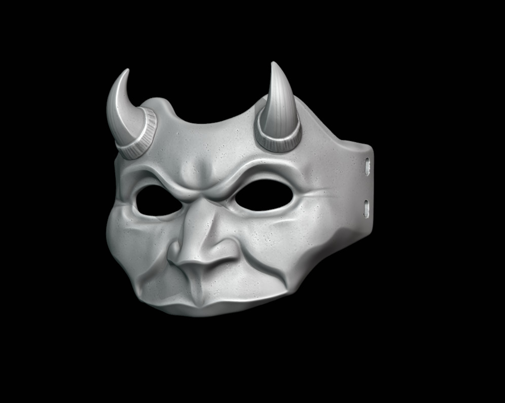 Half-Face Devil Mask 3D Printable Model 3D print model_3