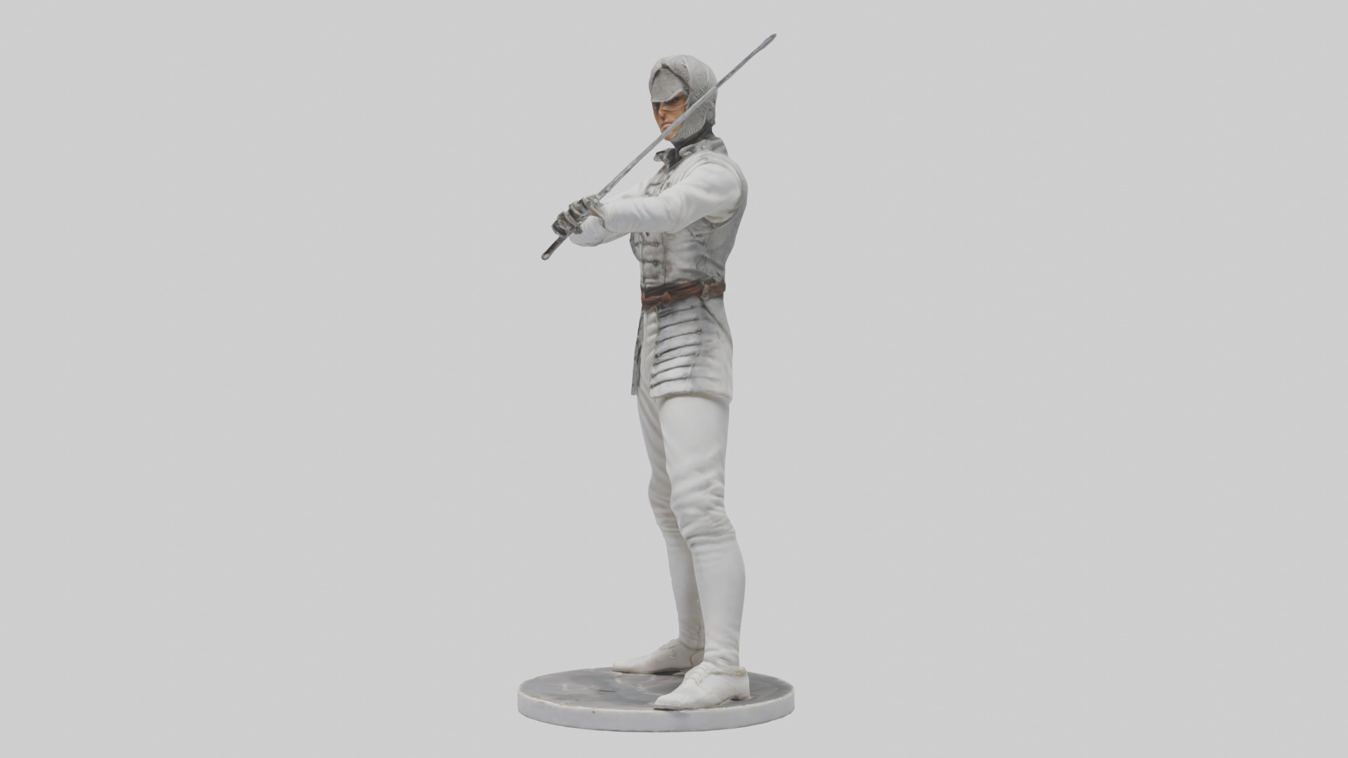 Fencing Duelist in Attack Pose statue model 3D model_8