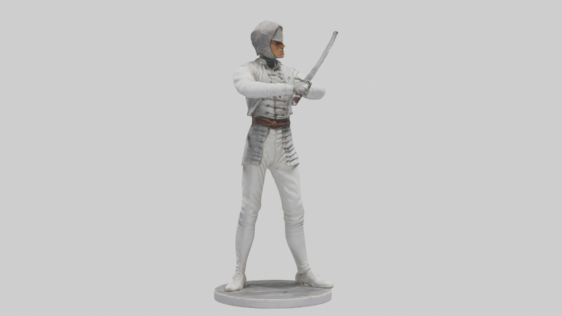Fencing Duelist in Attack Pose statue model 3D model_7