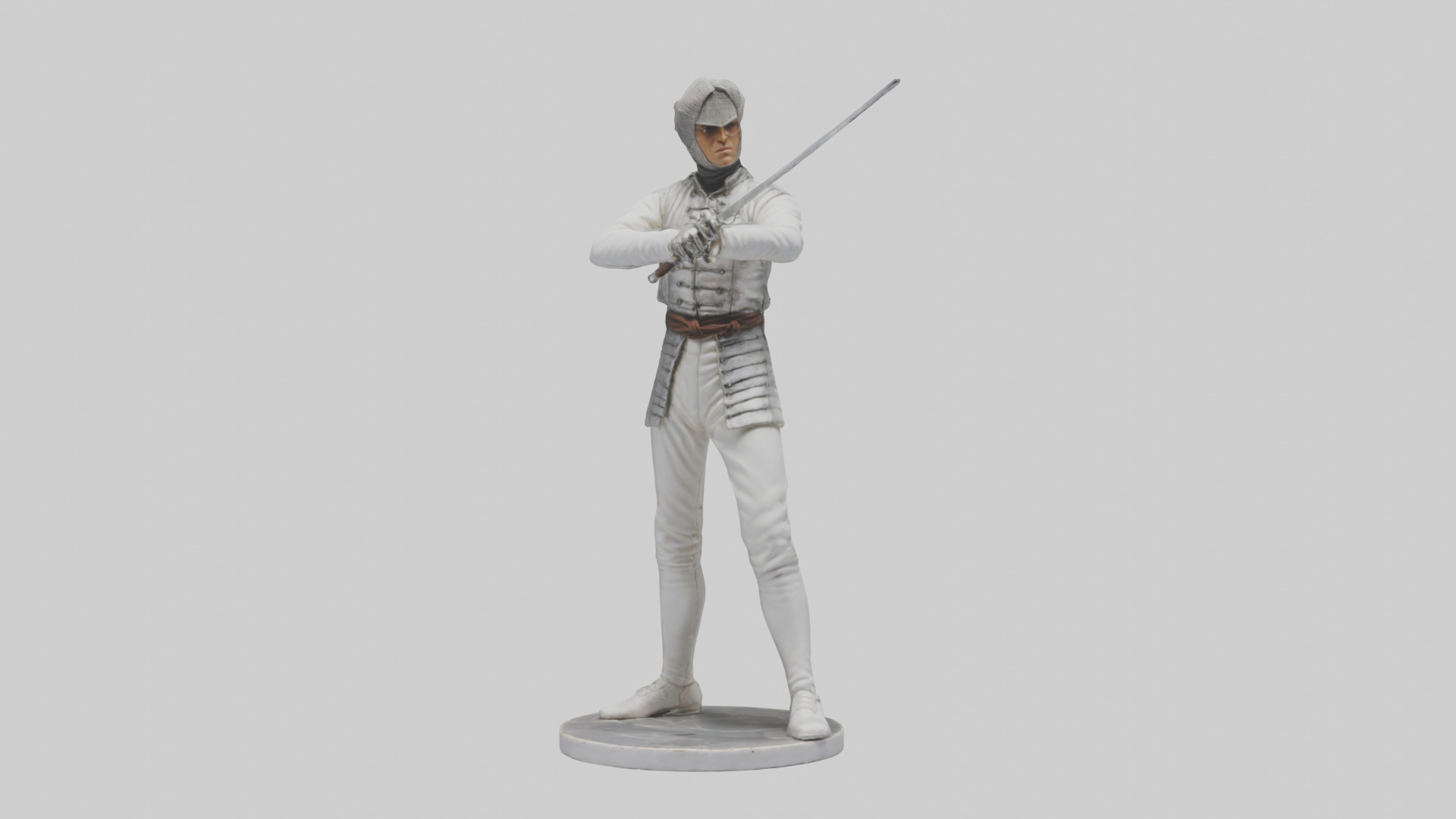 Fencing Duelist in Attack Pose statue model 3D model_9