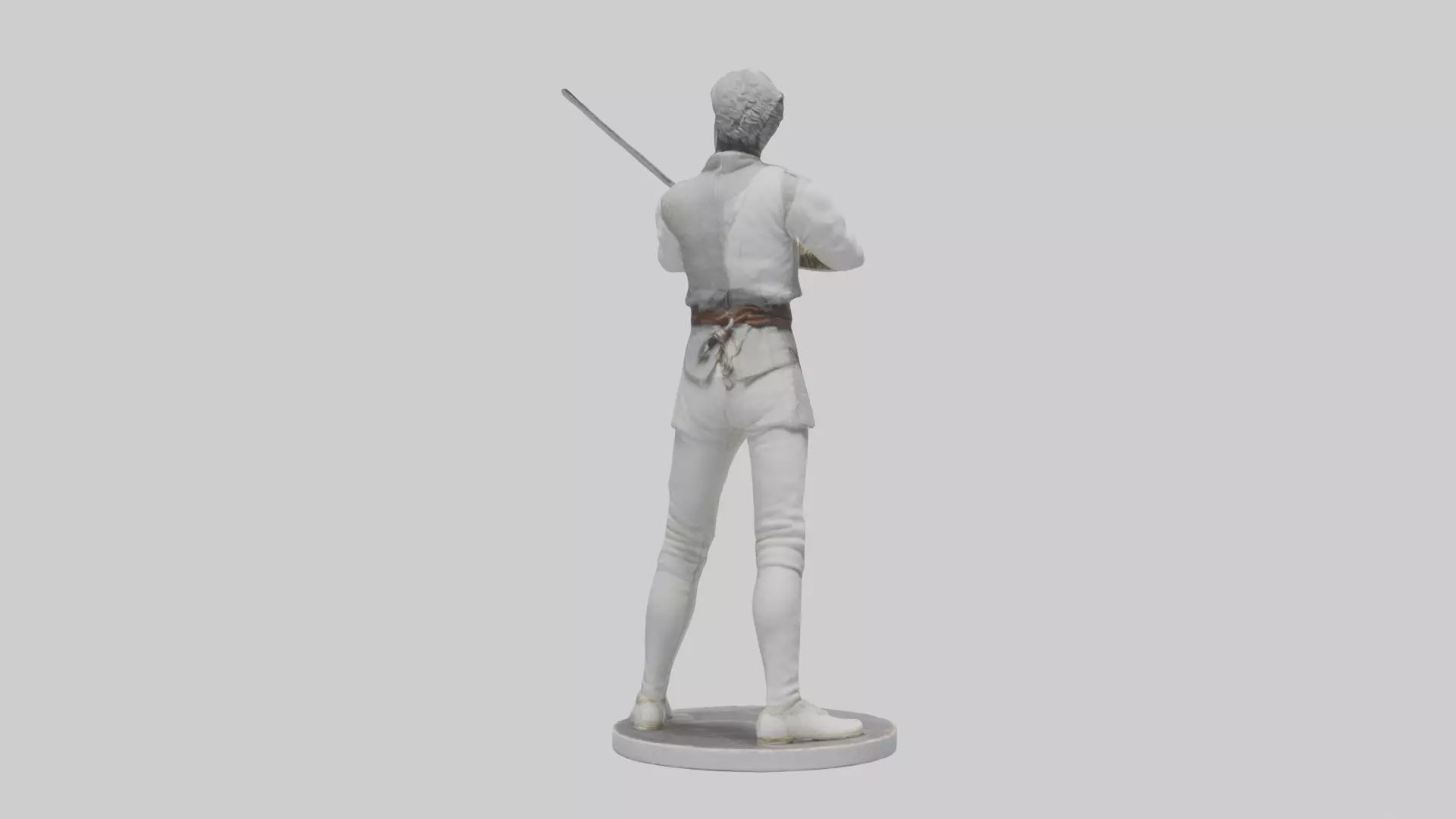 Fencing Duelist in Attack Pose statue model 3D model_0