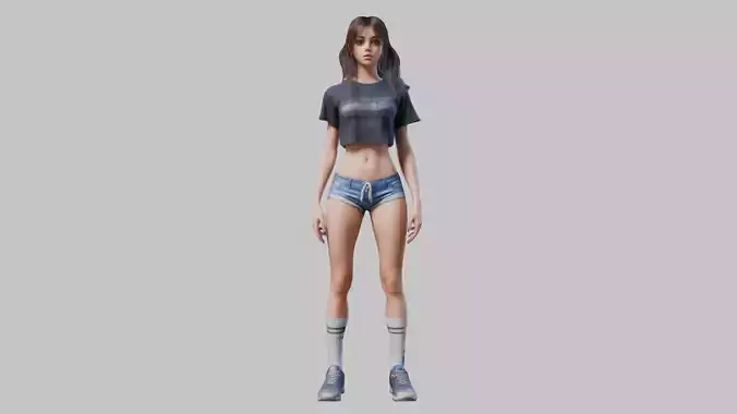 Beautiful Young Woman 3D Model Low-poly 3D model
