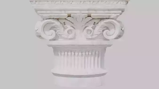 Corinthian Column Capital - White Marble 3D Model