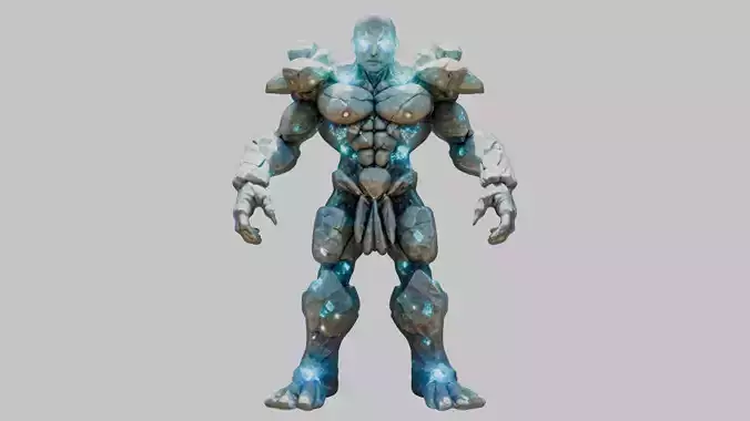 Stone Knight Golem Warrior 3D Model