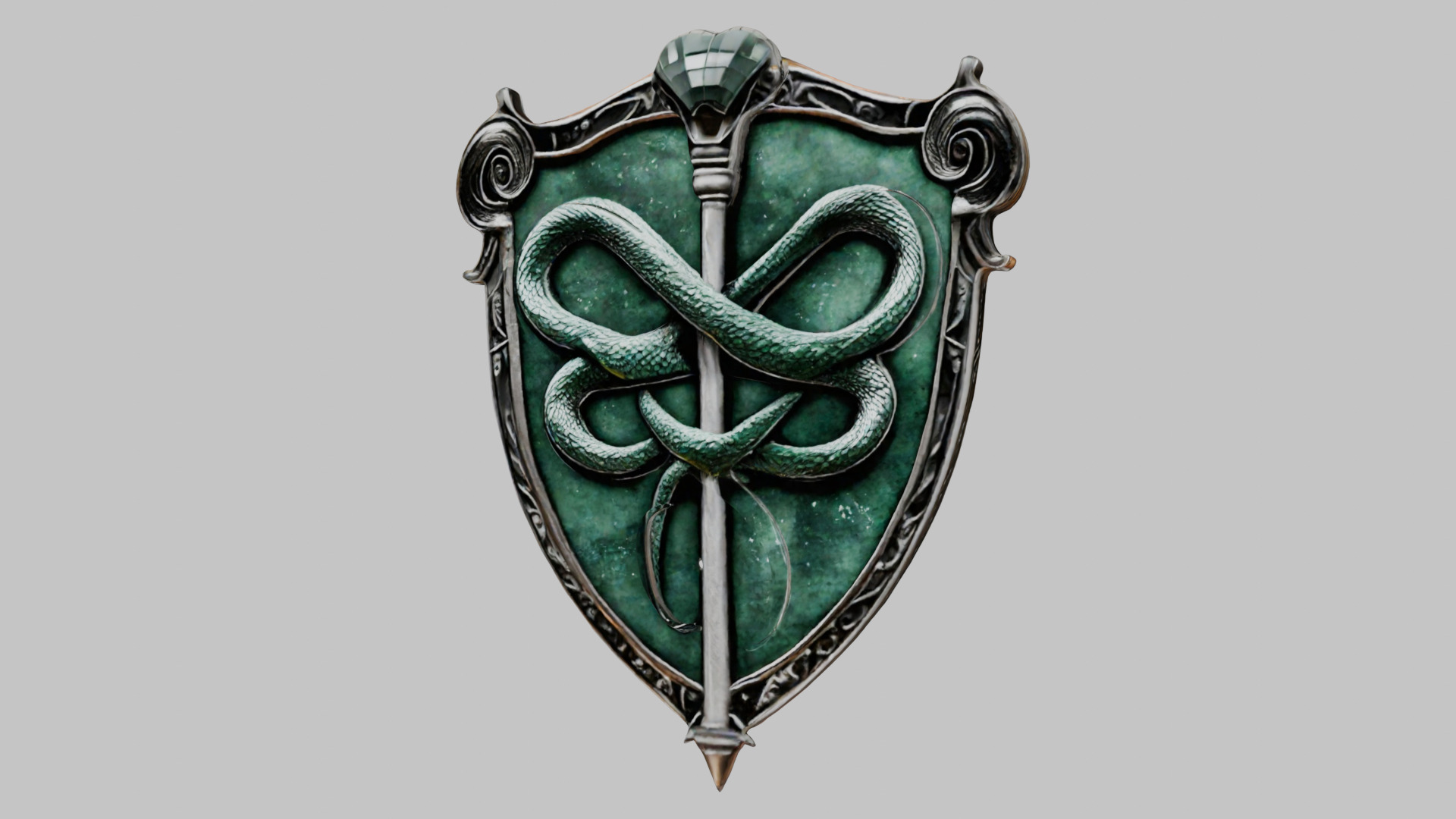 Emerald Serpent Shield Emblem 3D Model Low-poly 3D model_7