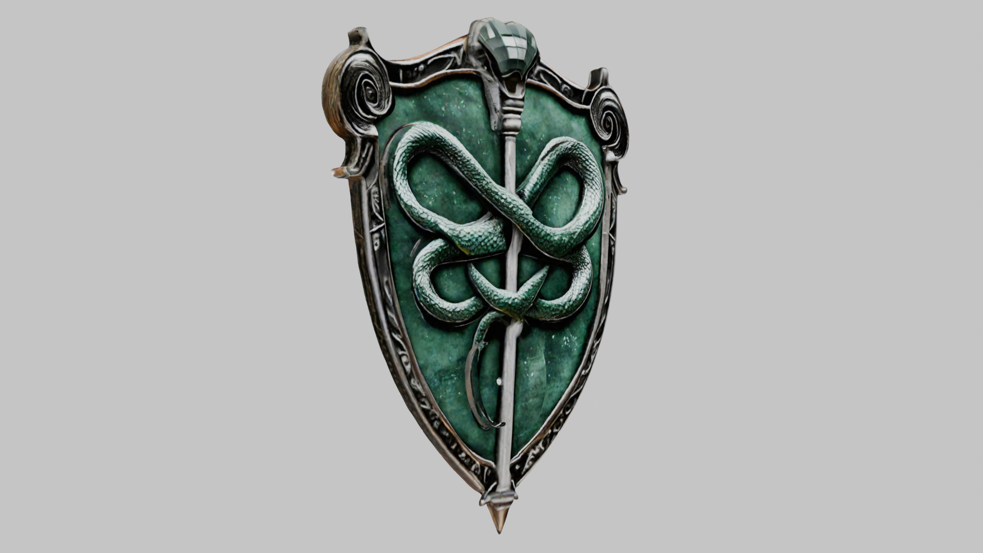 Emerald Serpent Shield Emblem 3D Model Low-poly 3D model_9