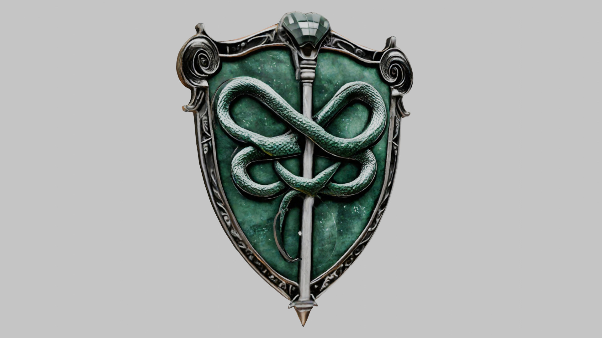 Emerald Serpent Shield Emblem 3D Model Low-poly 3D model_8