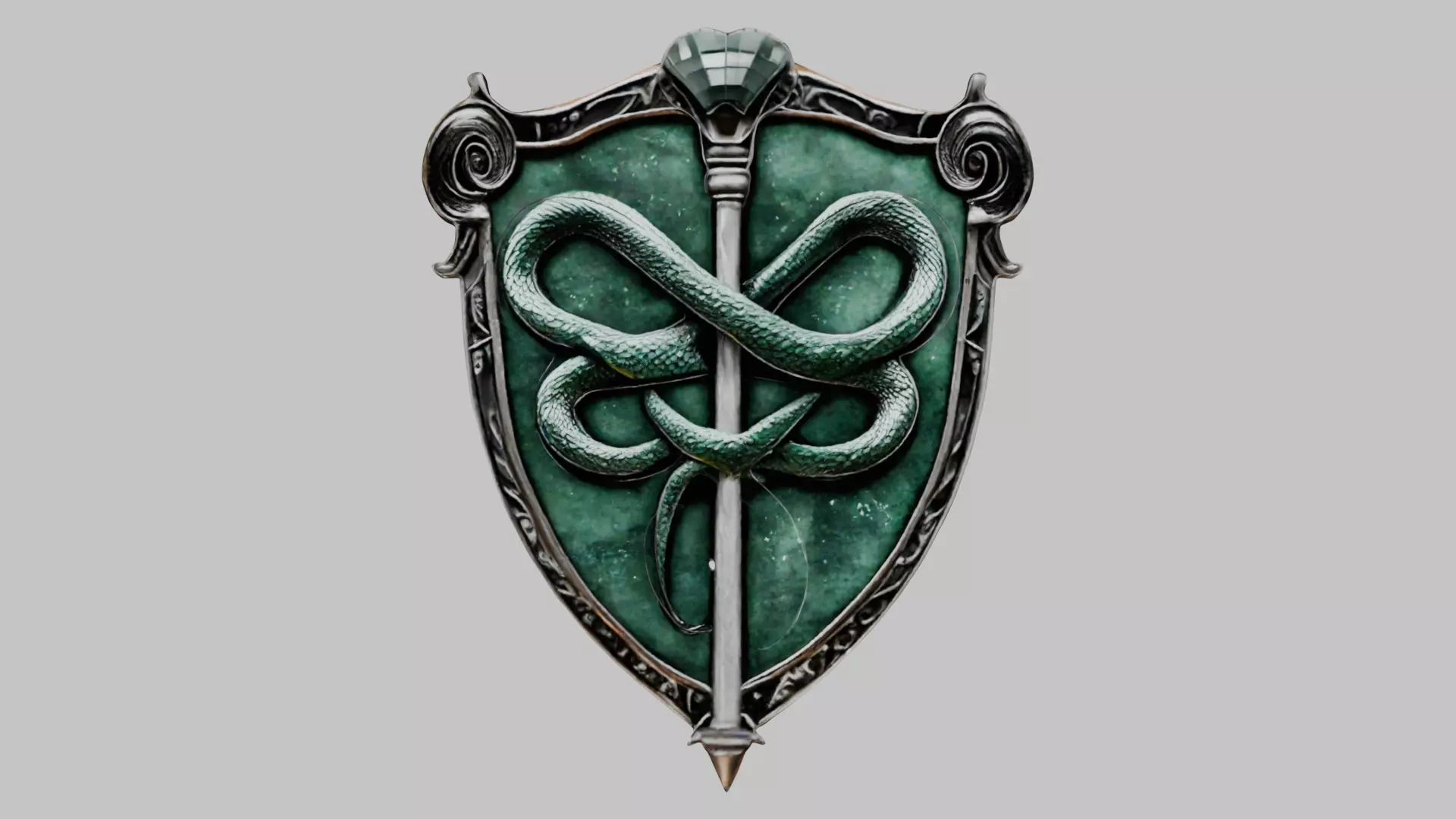 Emerald Serpent Shield Emblem 3D Model Low-poly 3D model_0