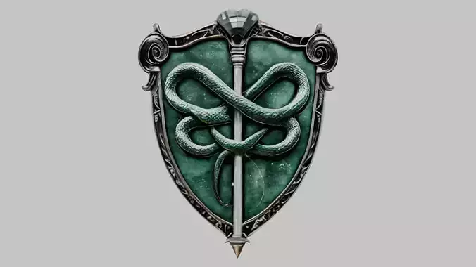 Emerald Serpent Shield Emblem 3D Model
