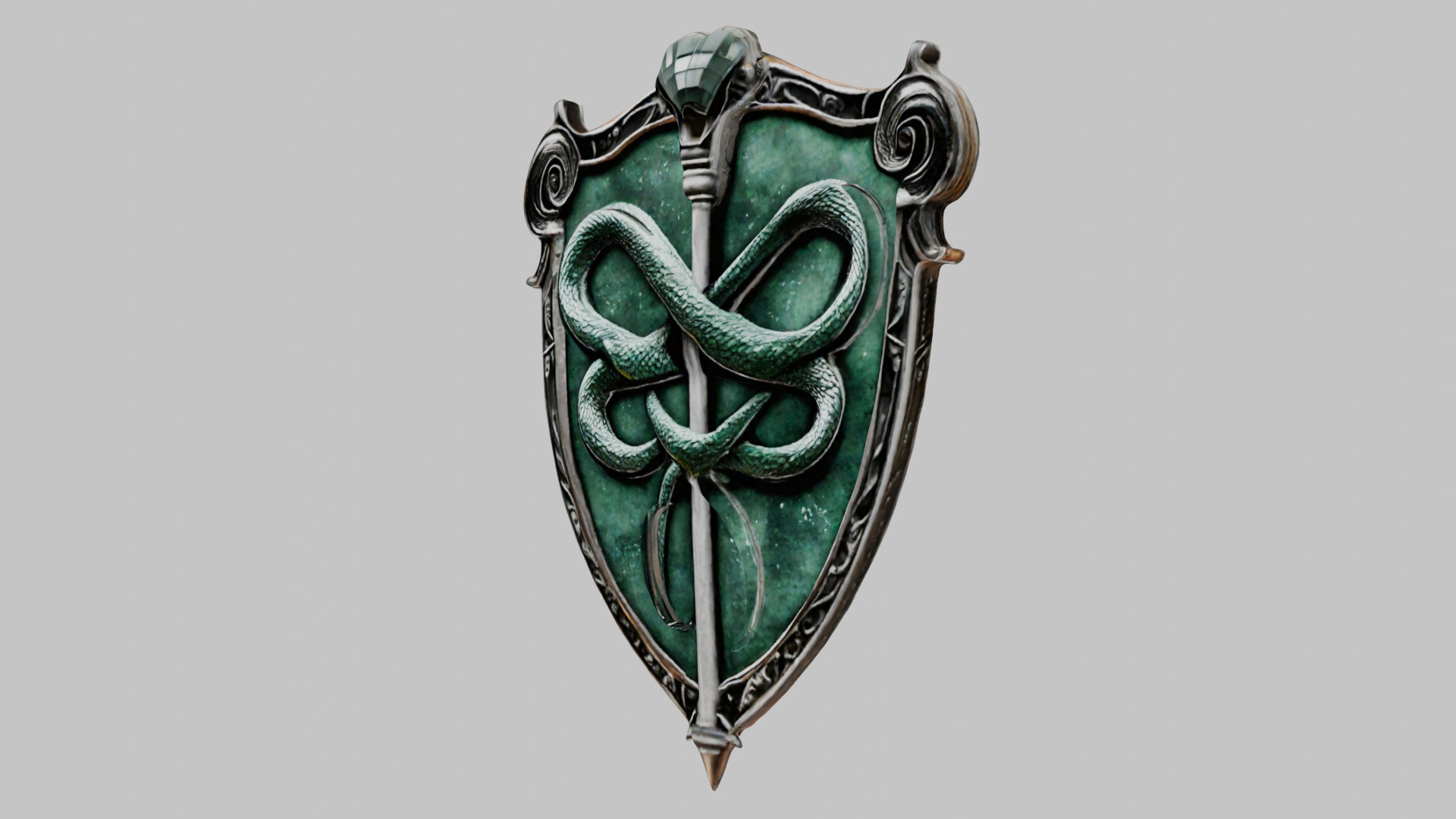 Emerald Serpent Shield Emblem 3D Model Low-poly 3D model_6