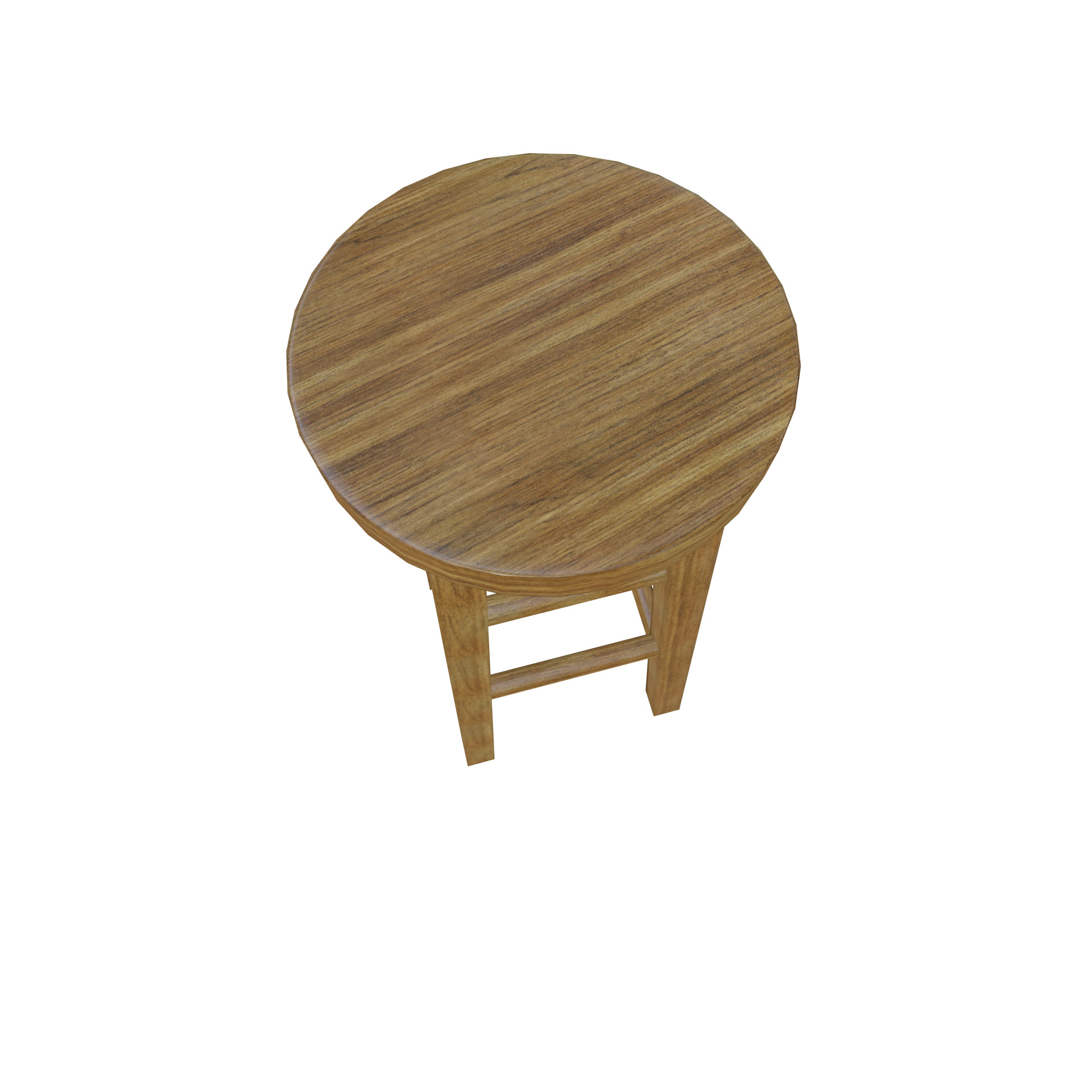 Wooden Stool Low-poly 3D model_4