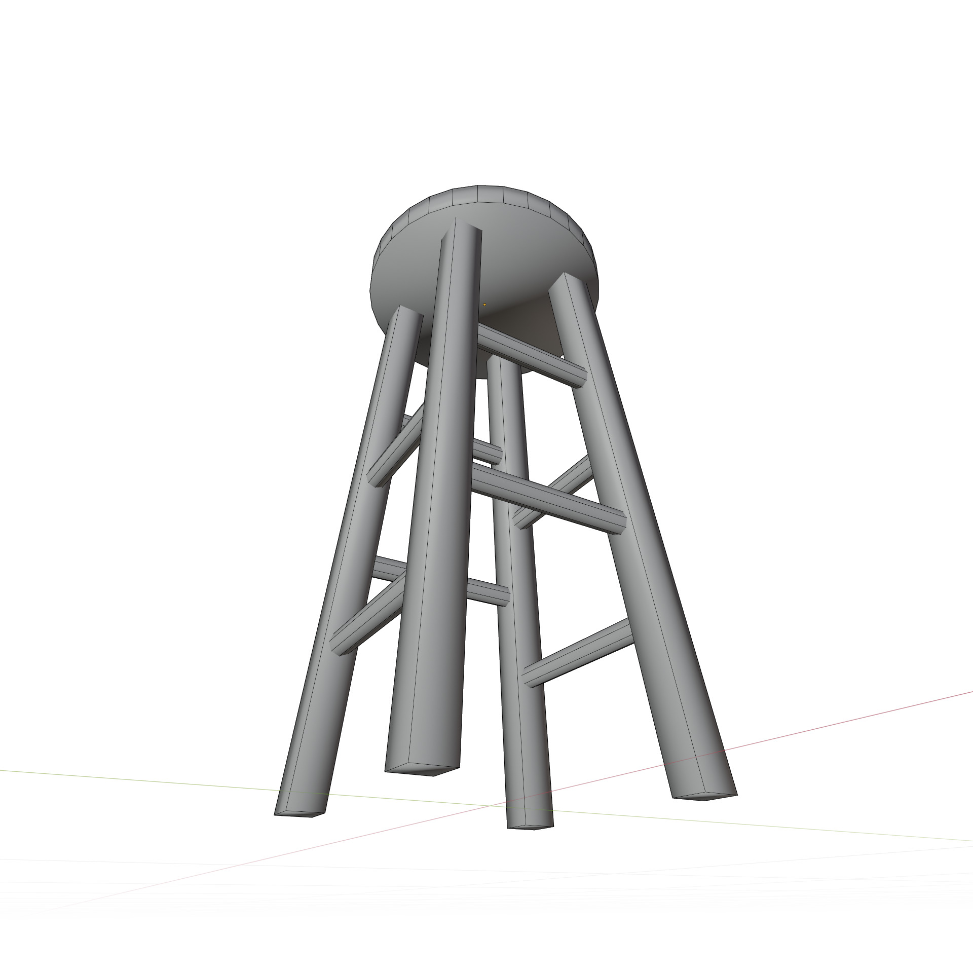 Wooden Stool Low-poly 3D model_6