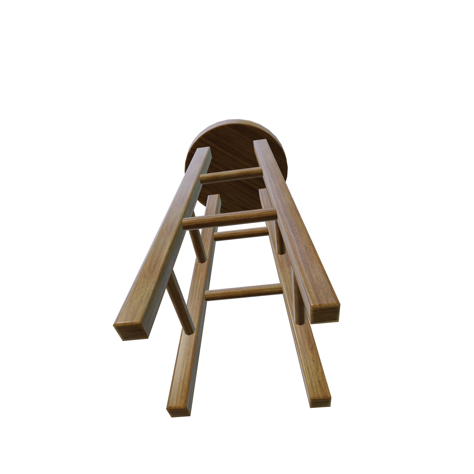 Wooden Stool Low-poly 3D model_3