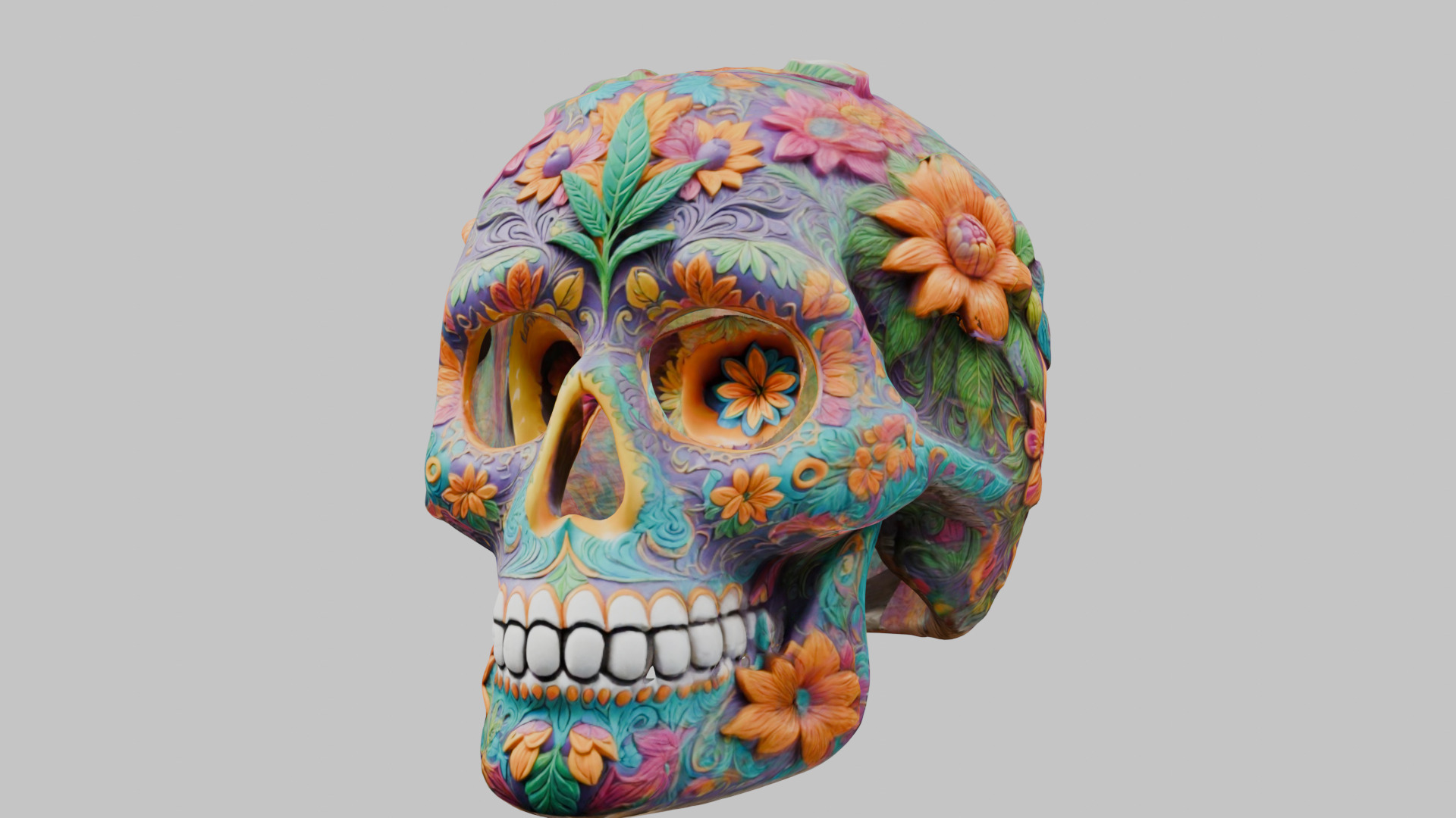 Sugar Skull Calavera 3D Model Low-poly 3D model_7
