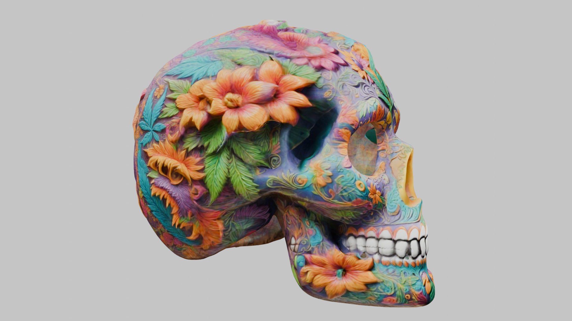 Sugar Skull Calavera 3D Model Low-poly 3D model_26