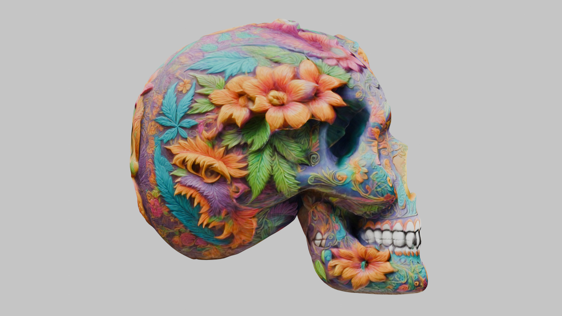 Sugar Skull Calavera 3D Model Low-poly 3D model_27