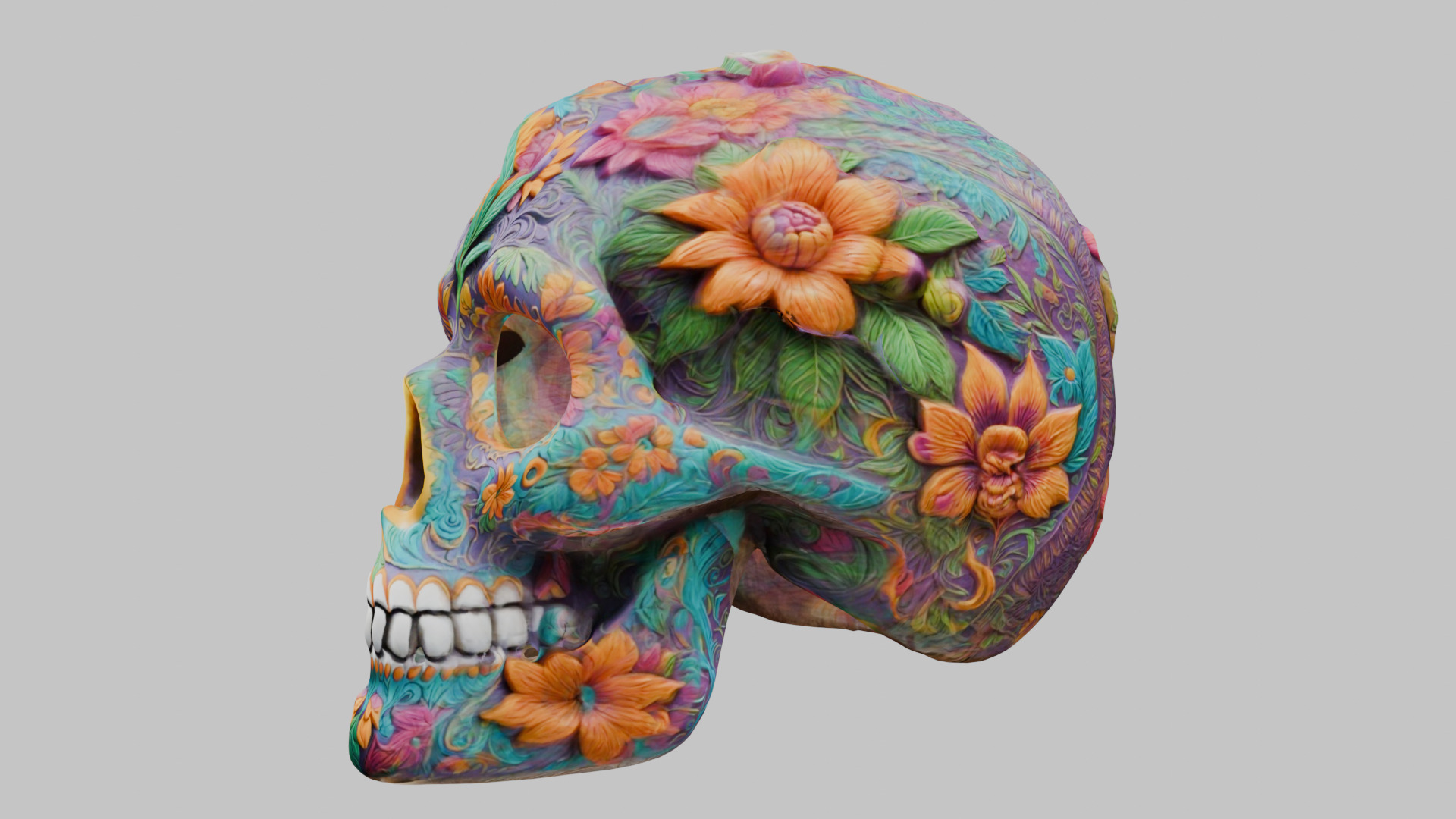 Sugar Skull Calavera 3D Model Low-poly 3D model_5