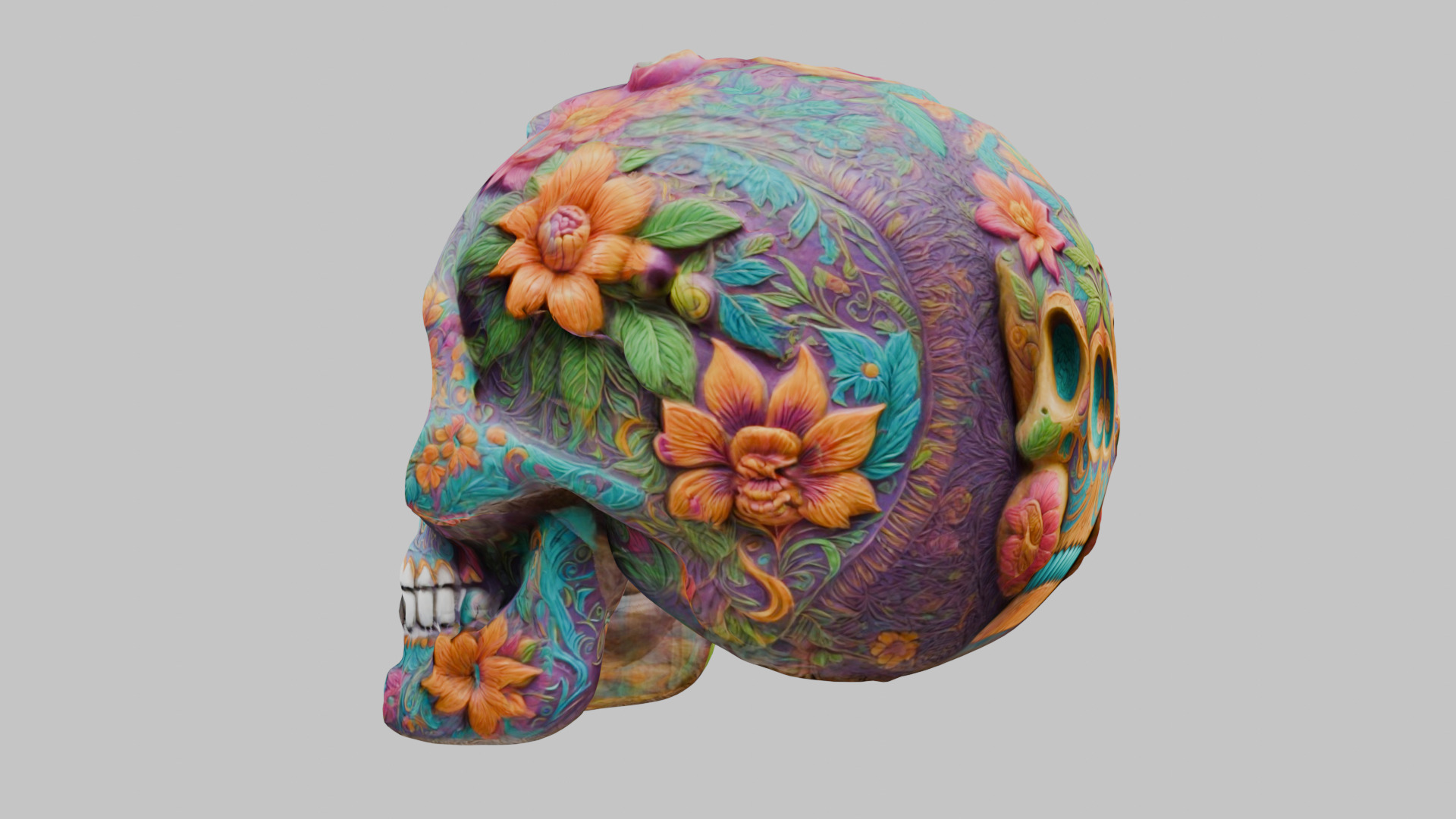 Sugar Skull Calavera 3D Model Low-poly 3D model_19