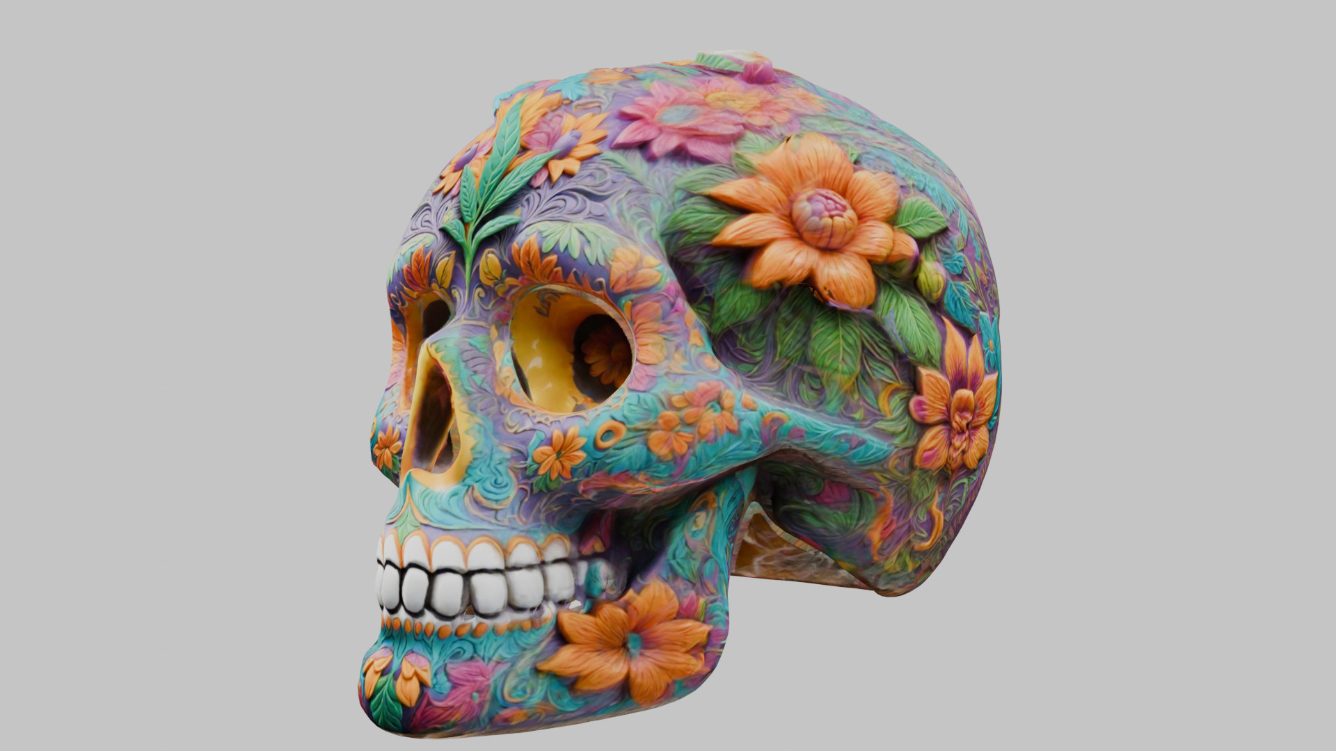 Sugar Skull Calavera 3D Model Low-poly 3D model_6