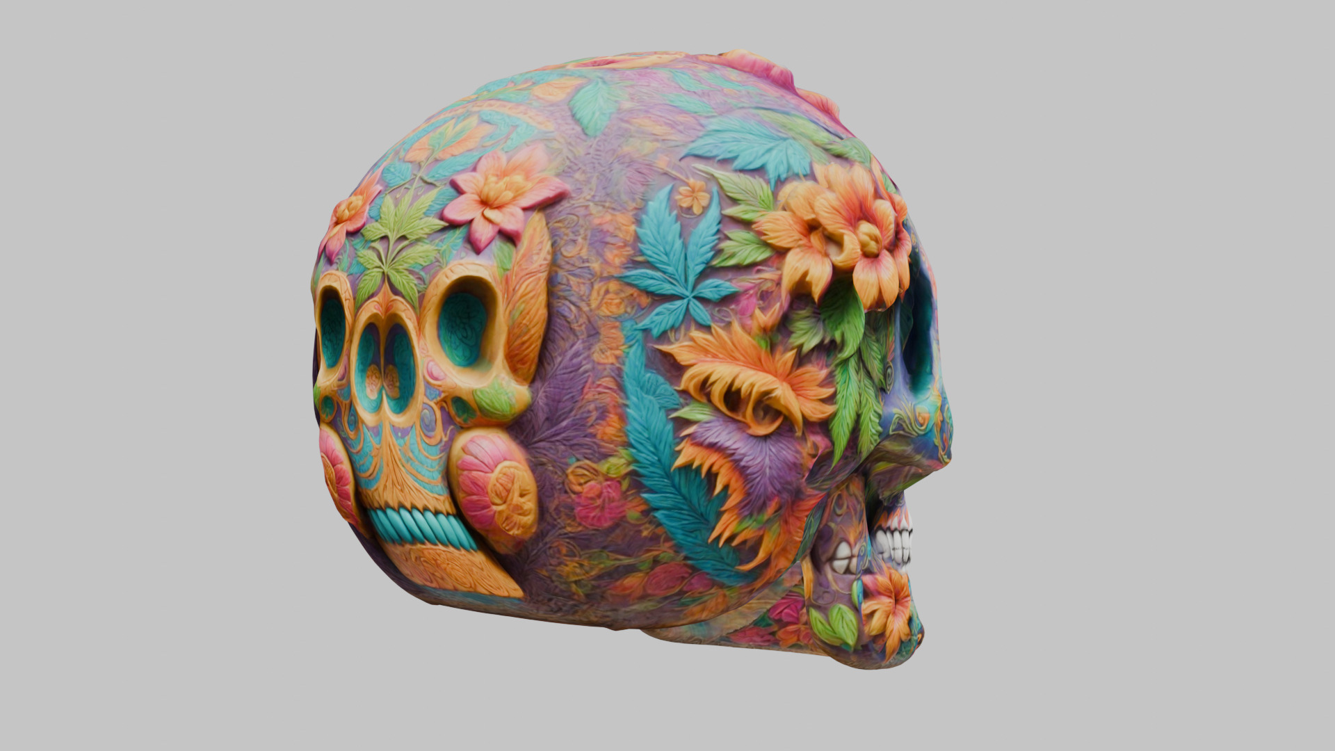 Sugar Skull Calavera 3D Model Low-poly 3D model_13