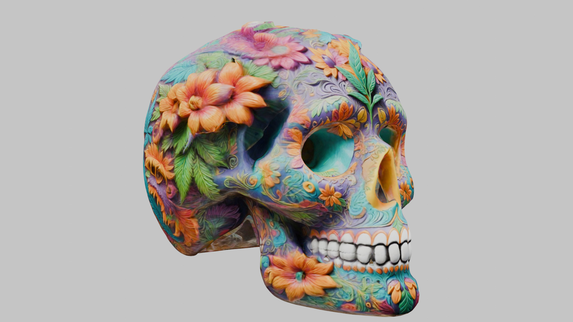 Sugar Skull Calavera 3D Model Low-poly 3D model_9