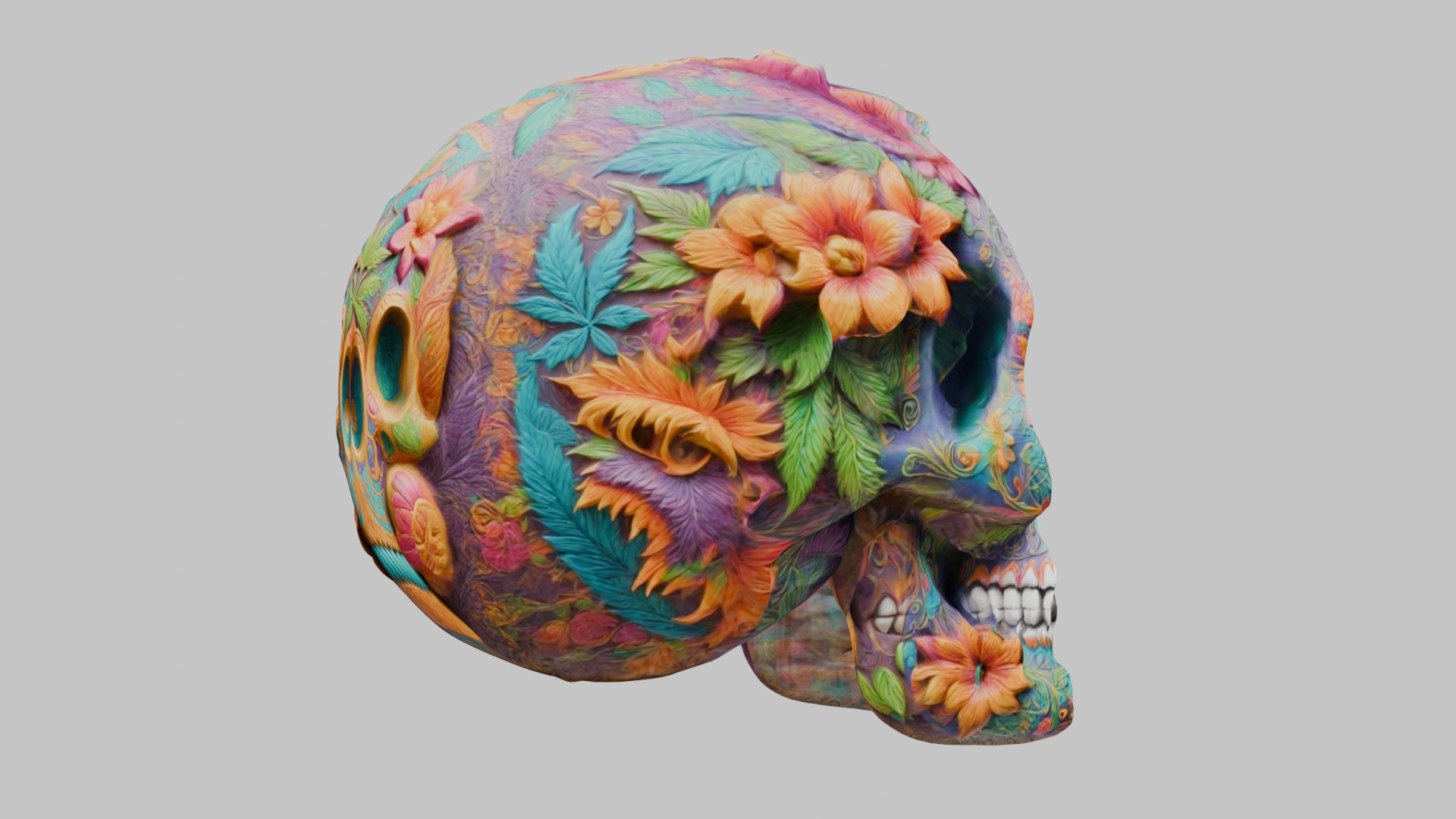 Sugar Skull Calavera 3D Model Low-poly 3D model_28