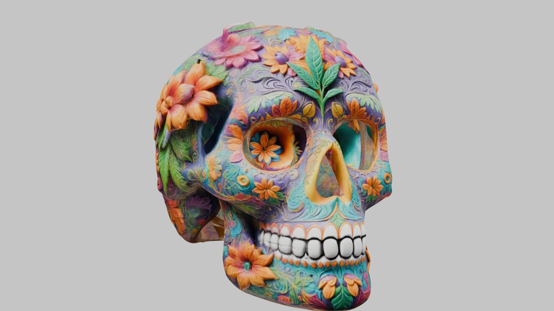 Sugar Skull Calavera 3D Model Low-poly 3D model_24