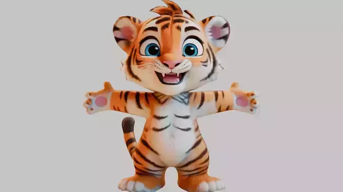 Stylized Cartoon Tiger 3D Model