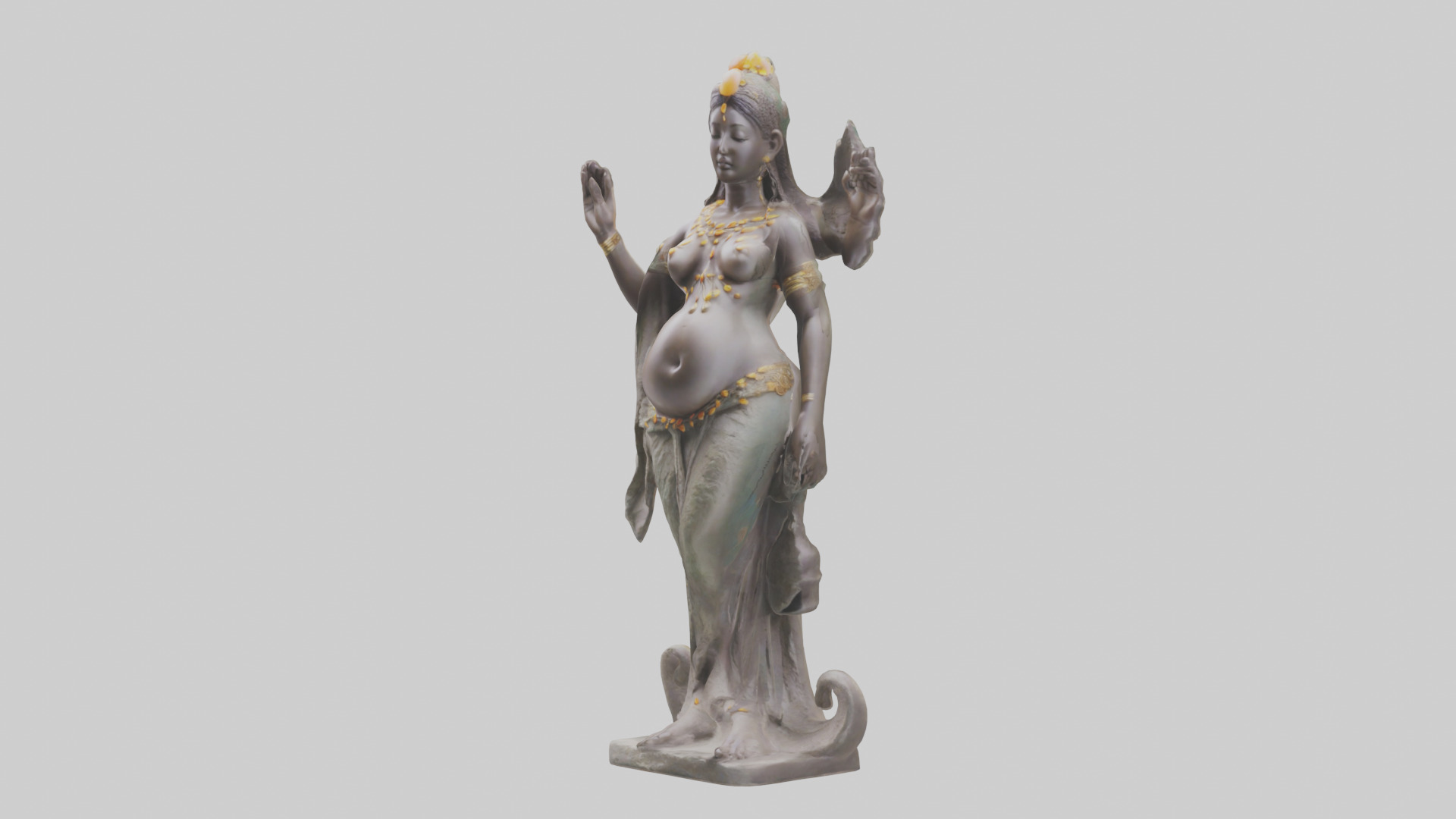 Fertility Goddess statue model 3D model_10