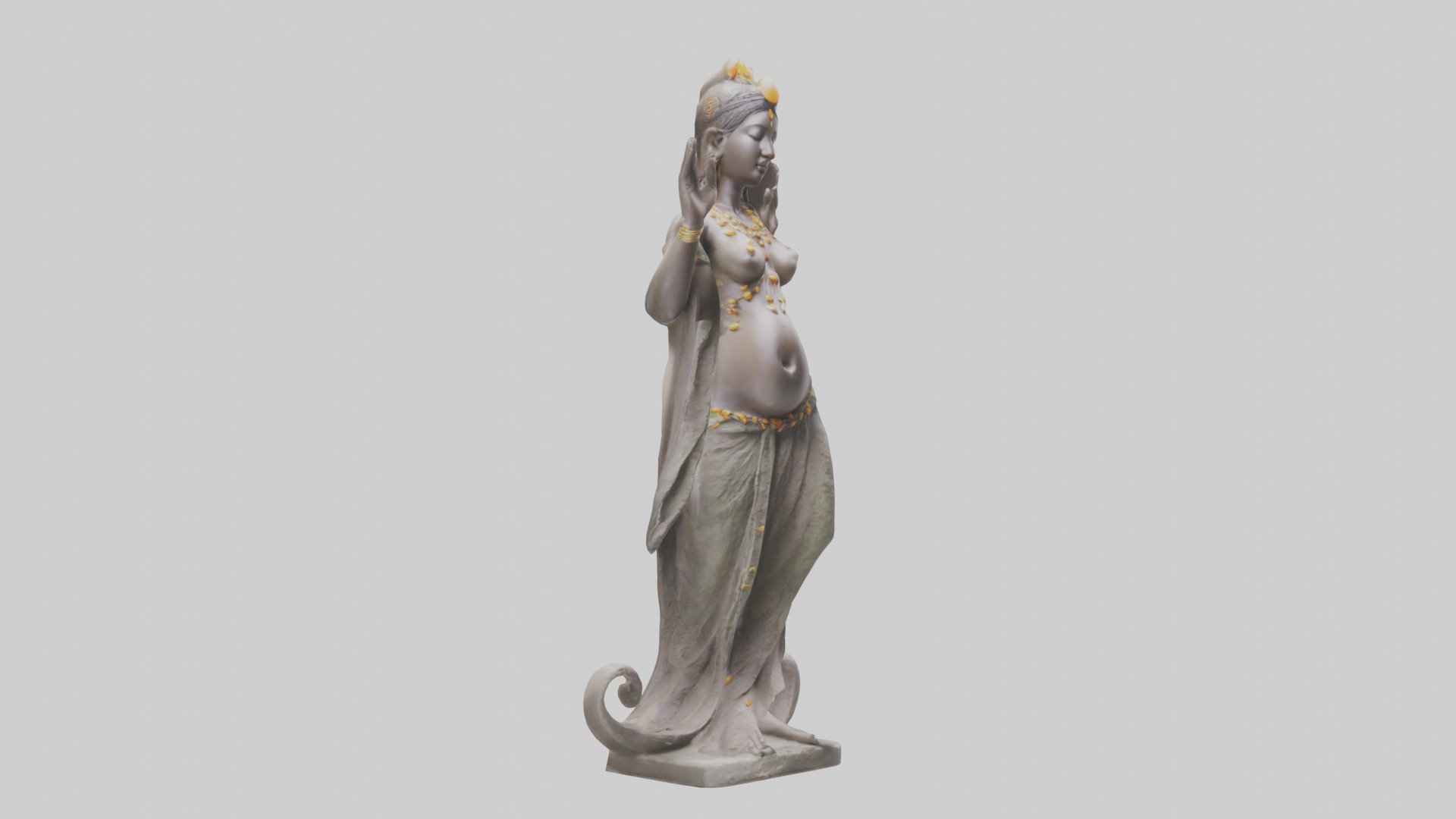 Fertility Goddess statue model 3D model_11